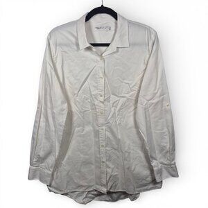 Peter Millar Top Womens L White Cotton Button Down Long Sleeve Roll Tab Career
